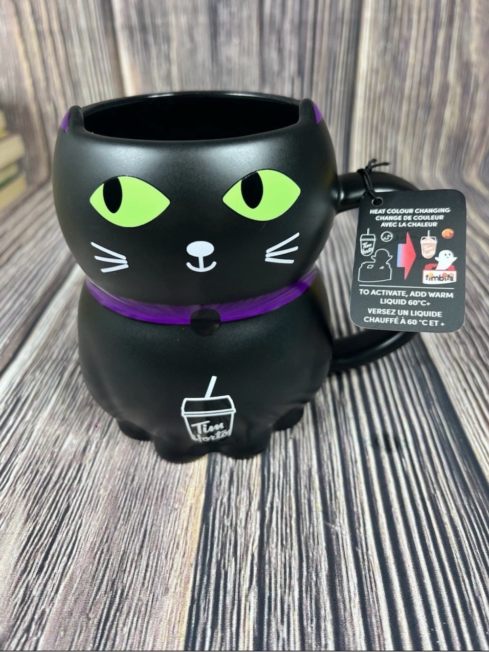 RARE NEW 2025 Tim Hortons Ltd Edition Heat Color Change Halloween Black Cat Mug